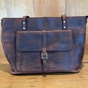 S-ZONE Genuine Leather Tote - Laptop - Shoulder Bag
